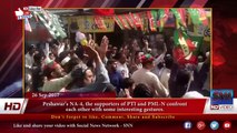 Peshawar’s NA-4 election, the supporters of PTI and PML-N confront  each other with some interesting gestures.