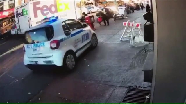 Man Pulls Girl Out of the Way as NYPD 'Smart Vehicle' Speeds Down Sidewalk