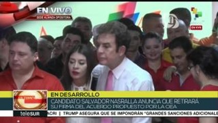 Nasralla anuncia que retirará su firma del acuerdo propuesto por OEA