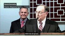 Roy Moore heckled as he denies claims of sex abuse