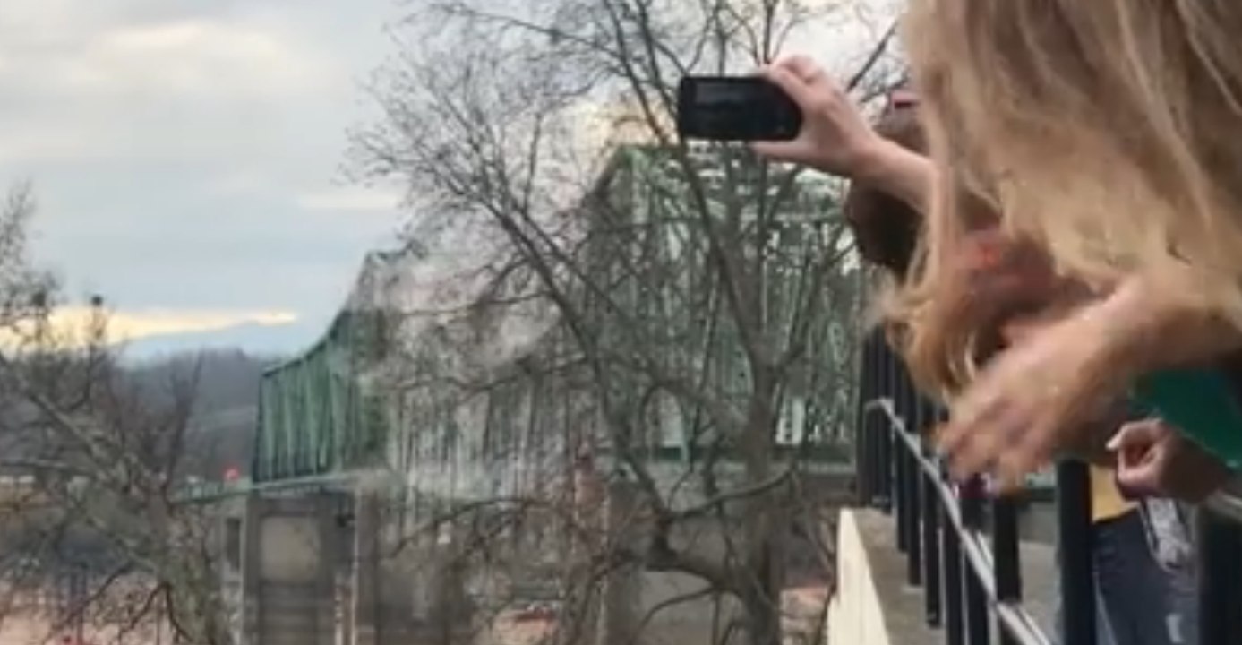 Crowd Gathers to Watch Tennessee Bridge Demolition