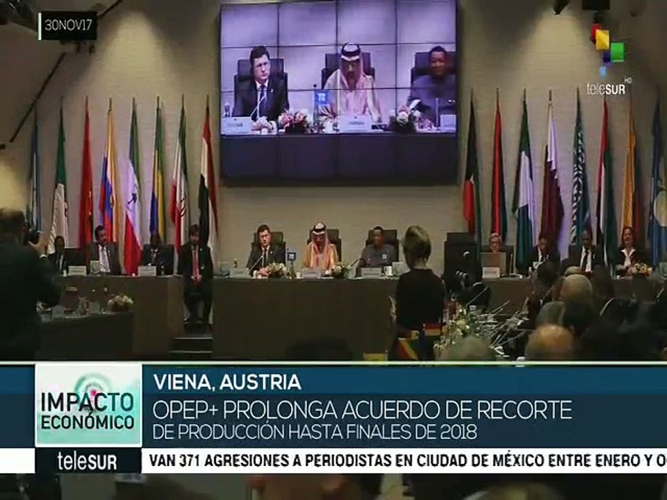 Acuerda OPEP prolongar pacto de recorte de producción por 9 meses más