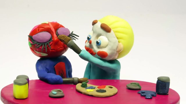 Frozen Elsa baby and Spiderman baby play hide and seek Frozen Play Doh Cartoon Stop Motion-aXU6buFSxHs