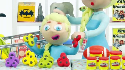 Frozen Elsa wants to hang a picture and hulk breaks the wall  Frozen Play Doh Cartoon Stop Motion-3pgOkfd14S8