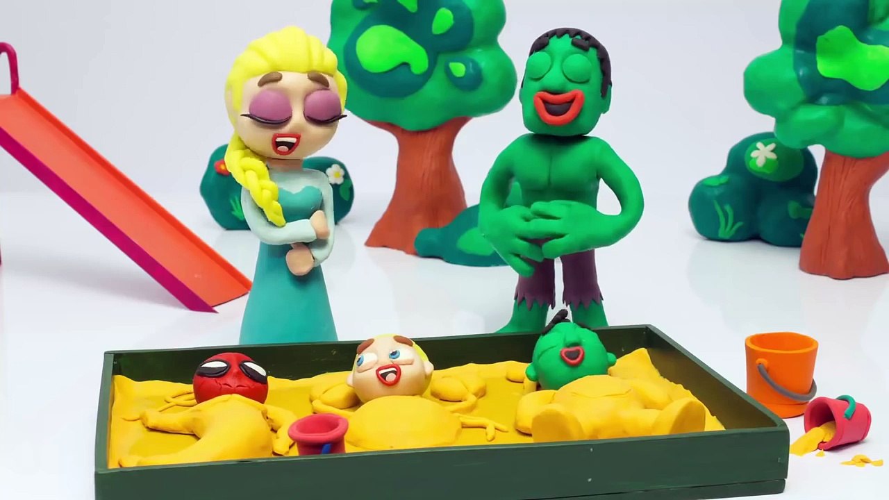 Princess Elsa baby and Spiderman baby play in the sandbox  Frozen Play Doh Cartoon Stop Motion-Zc6vutrCYoc