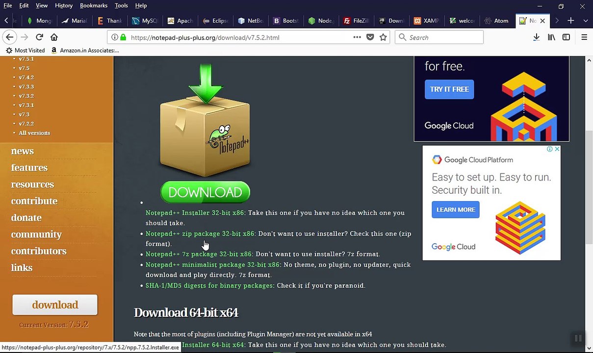 How to Download & Install Notepad++ v7.5.2 (64-bit) in Windows 10 Fall Creator Update