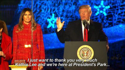 Trump, Melania lead lighting of White House Christmas tree