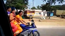 Aunties Bike Ride wearing Saree | Yamaha R15 promo | Bike Ride by Andhra Aunties | Bike Ride on Sare