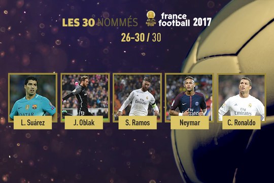 Foot - Ballon d'Or : Avec Neymar, Oblak, Ramos, Ronaldo et Suarez