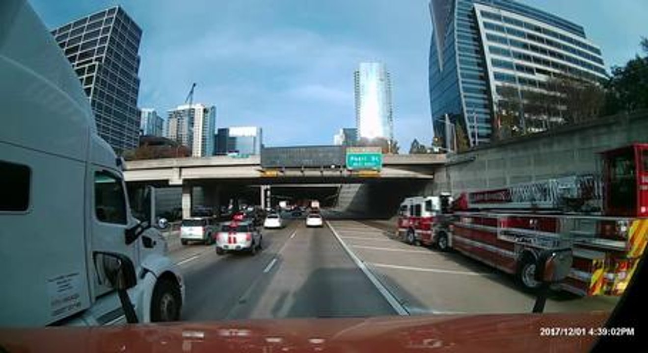 Firetruck Casually Slides Across Four Highway Lanes