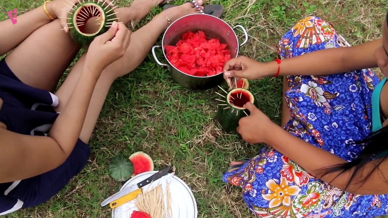 Awesome Quick Fish Trap Using Watermelon_ Catch n Cook Prepare By Two Girl in Cambodia