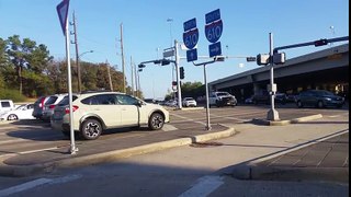 Truck flips over in Houston