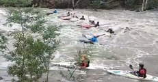 Kayakers Brave Rushing Waves Following Record Rainfall in Melbourne