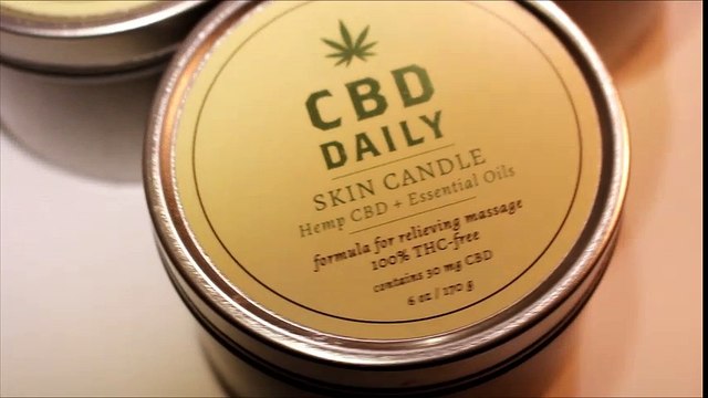 Available on the DrGanja.com CBD store CBD Daily Earthly Body Hemp Skin Candle Relieving Massage Cream
