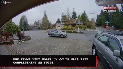 Une femme veut voler un colis mais rate complètement sa fuite (vidéo)