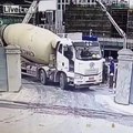 Cement Mix Driver Can't Control His Load...