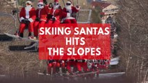 Skiing santas hit the slopes