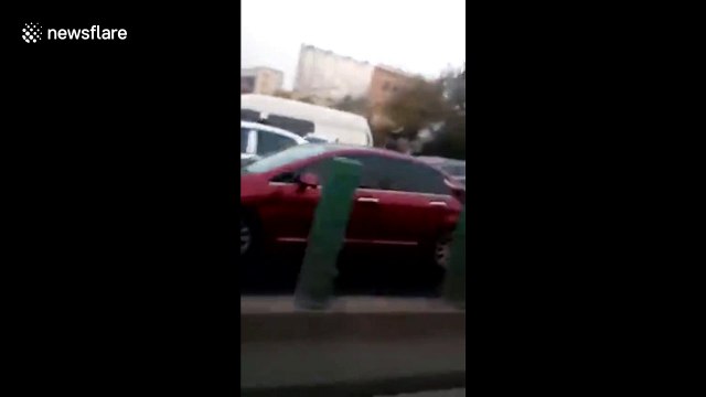 Dozens of vehicles pile-up in icy conditions in China's Xi'an