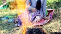 Wow!!! Baby Girl Burning Big Fish Wiht Fight Straw in my Village - How to Burning Big Fish