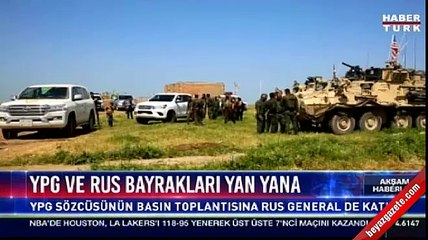 YPG ve Rus bayrakları yan yana