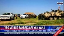 YPG ve Rus bayrakları yan yana
