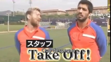 Messi and Suarez -drone shooting challenge