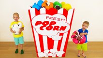 Funny Kids & Giant Popcorn Johny Johny Yes Papa Song Nursery Rhymes Song