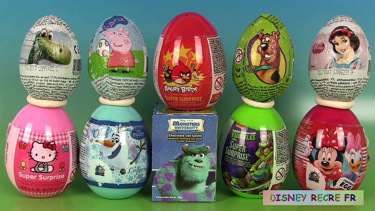 72.10 Oeufs Surprise Angry Birds Peppa Pig Hello Kitty Scooby Doo 10 Surprise Eggs Unboxing
