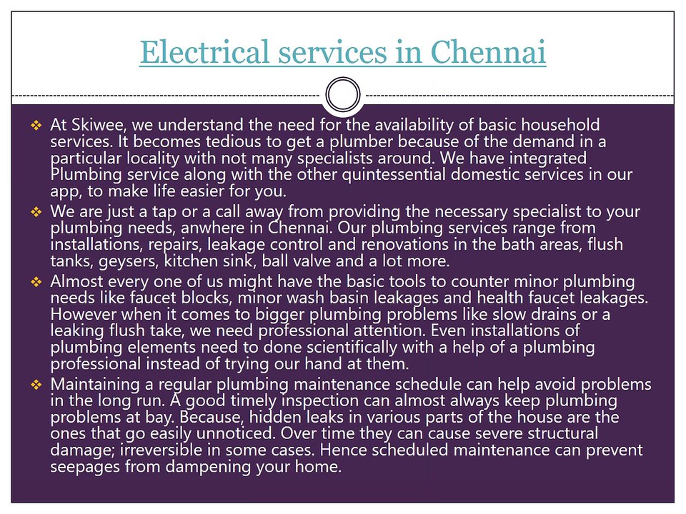Electrical services in Chennai - skiwee