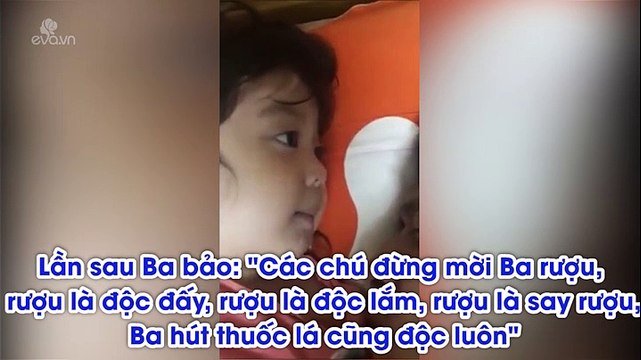 Bà cụ non 3 tuổi lôi đủ lý do để khuyên ba đừng uống rượu và hút thuốc