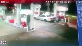 Truck crashes into a gas station and hits a pregnant woman