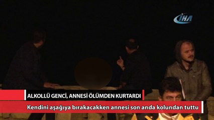 Alkollü genci ölümün kıyısından annesi aldı