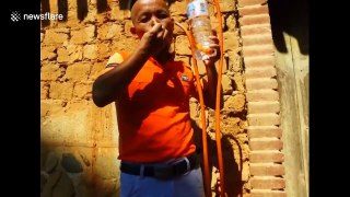 This Chinese man can drink through his ears