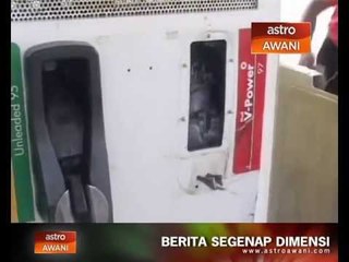 Stesen minyak dirempuh sebuah kereta