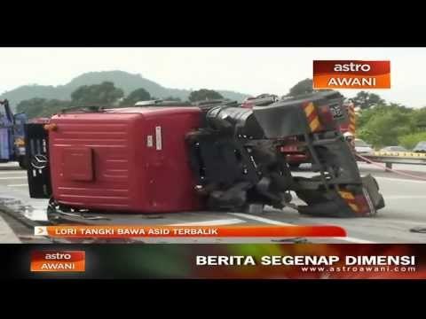 Lori tangki bawa asid terbalik