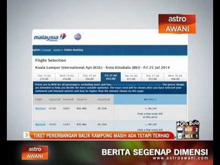 Tiket penerbangan balik kampung masih ada tetapi terhad