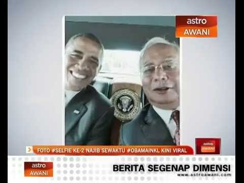 Foto selfie kedua Najib dan Obama di dalam 'The Beast'