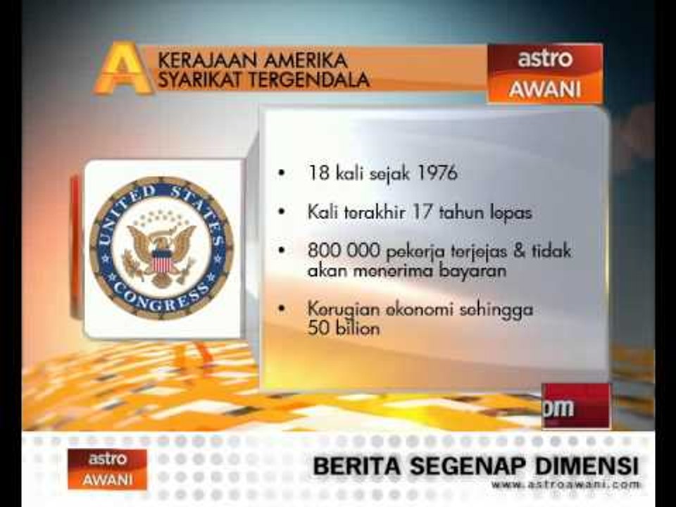 Agenda Awani: Kerajaan Amerika Syarikat terhenti