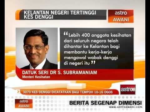 3070 kes denggi dicatat bagi tempoh 10-16 Ogos