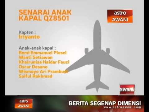 Senarai anak kapal QZ8501 AirAsia Indonesia