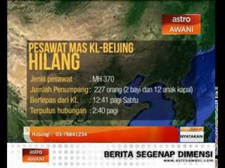 Pesawat MAS KL - Beijing hilang dari radar
