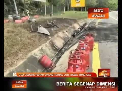Dua cedera parah dalam nahas lori bawa tong gas