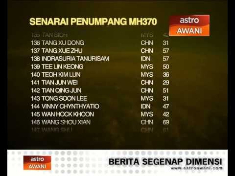 Senarai penuh penumpang pesawat MH370