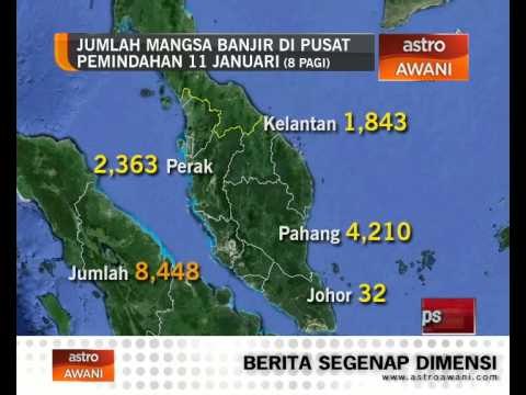 Jumlah mangsa banjir di pusat pemindahan (11 Januari, 8 pagi)