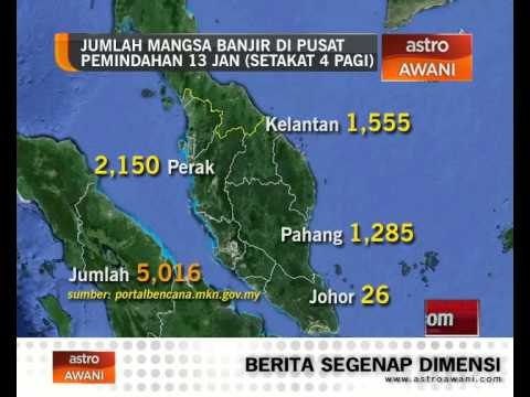 Jumlah mangsa banjir di pusat pemindahan (13 Jan, 4:00 pagi)