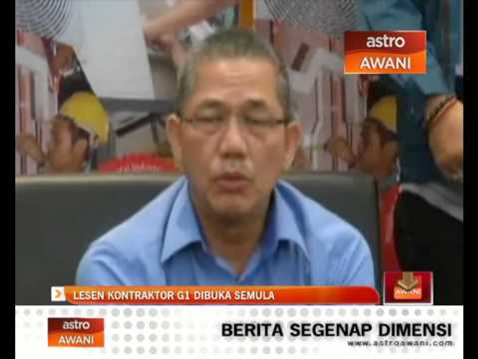 Lesen kontraktor G1 dibuka semula