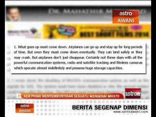 Ada pihak menyembunyikan sesuatu mengenai MH370
