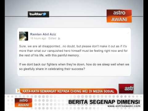 Kata-kata semangat kepada Chong Wei di media sosial