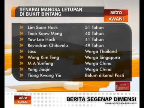 Senarai mangsa letupan di Bukit Bintang