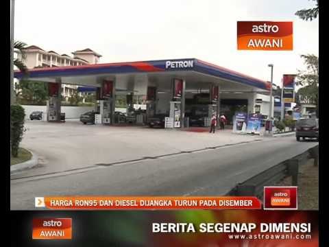 Harga RON95 dan diesel dijangka turun pada Disember
